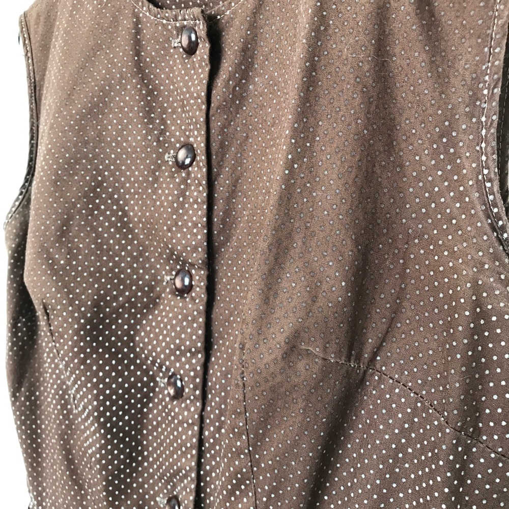 DONATED Vtg Brown Swiss Dot Dress XS - Picture 4 of 8